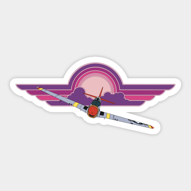 P-51 Mustang Sunrise Wings Sticker by Kassi Skye